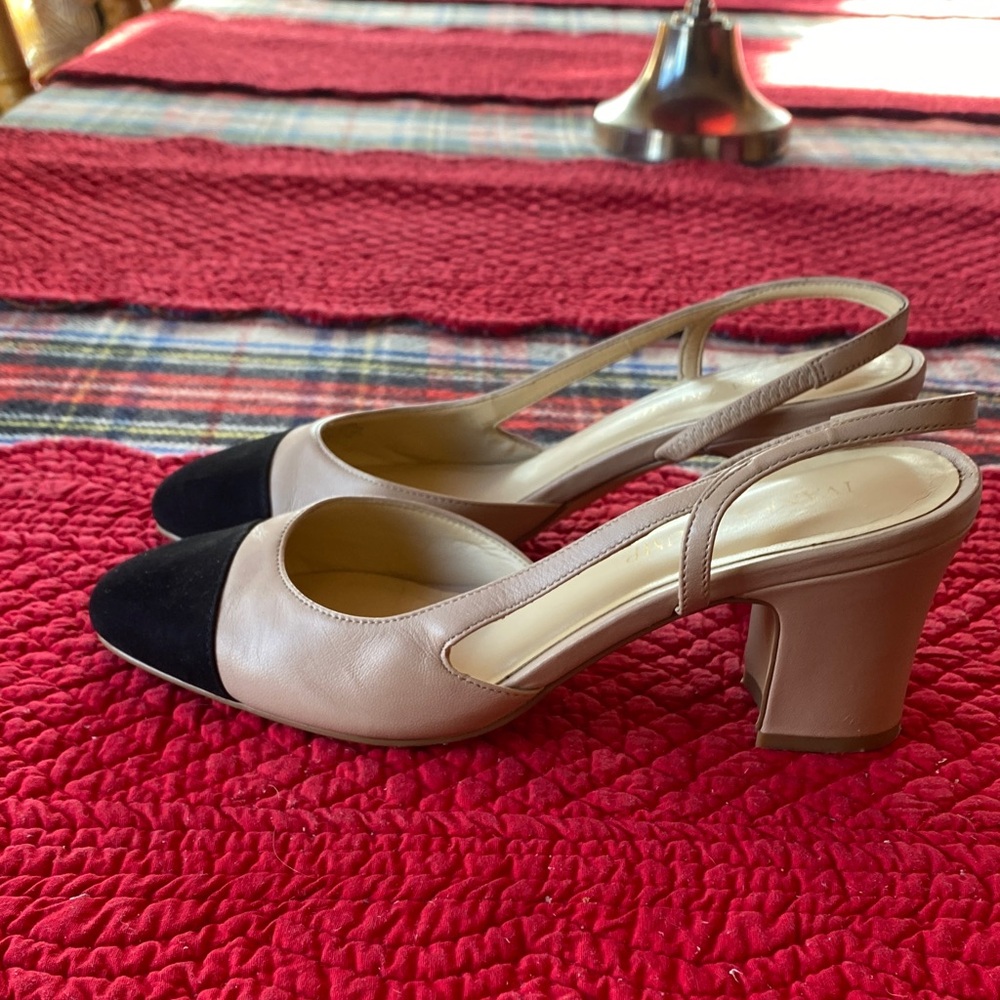 Ivanka Trump Black and Tan Slingback Heels